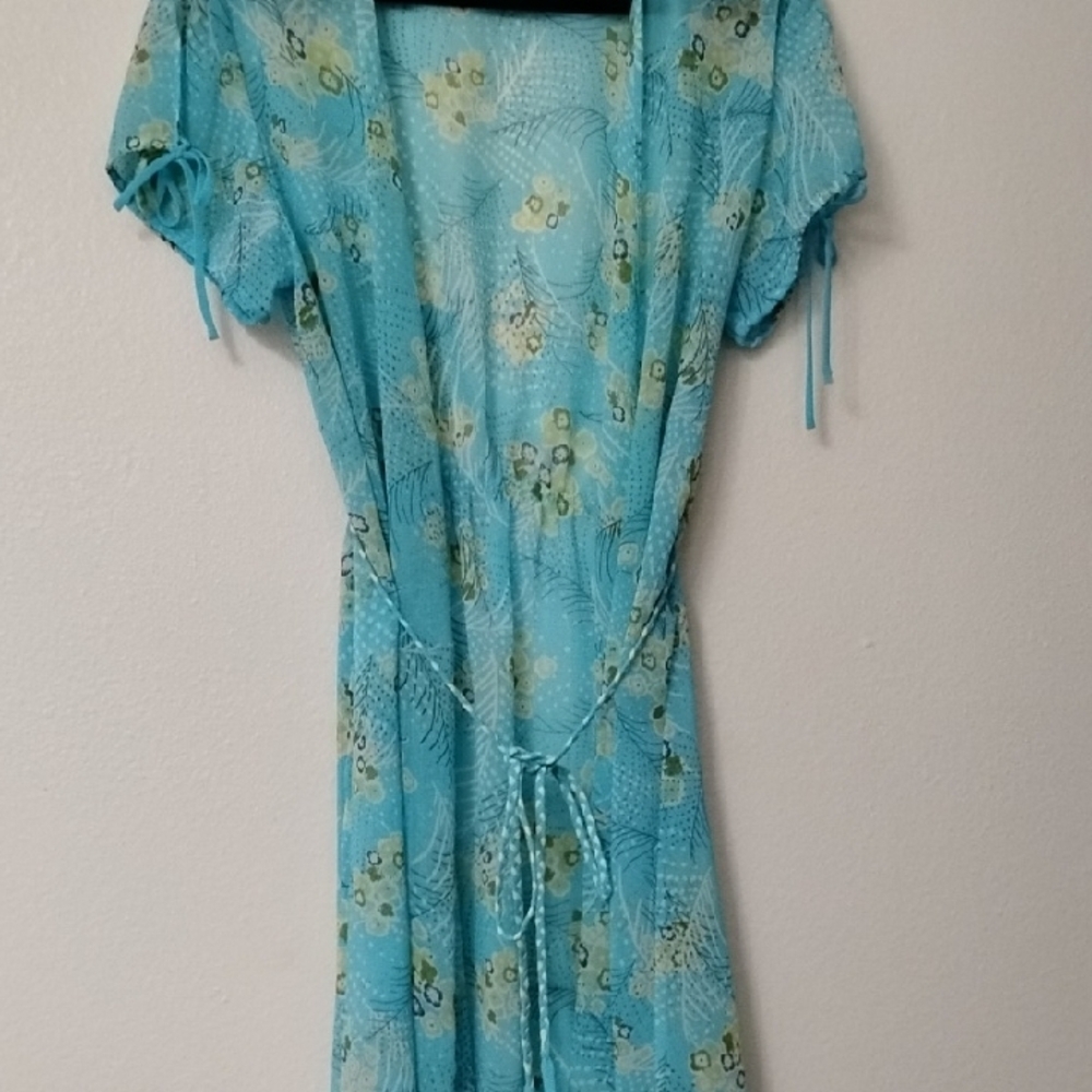 Oscar de la Renta Pink Label Aqua Floral Dress - Picture 5 of 9